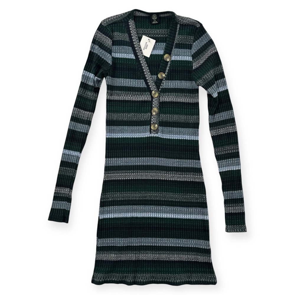 Urban Outfitters Knit Dress Womens Medium Striped Fitted Stretch Long Sleeve NWT